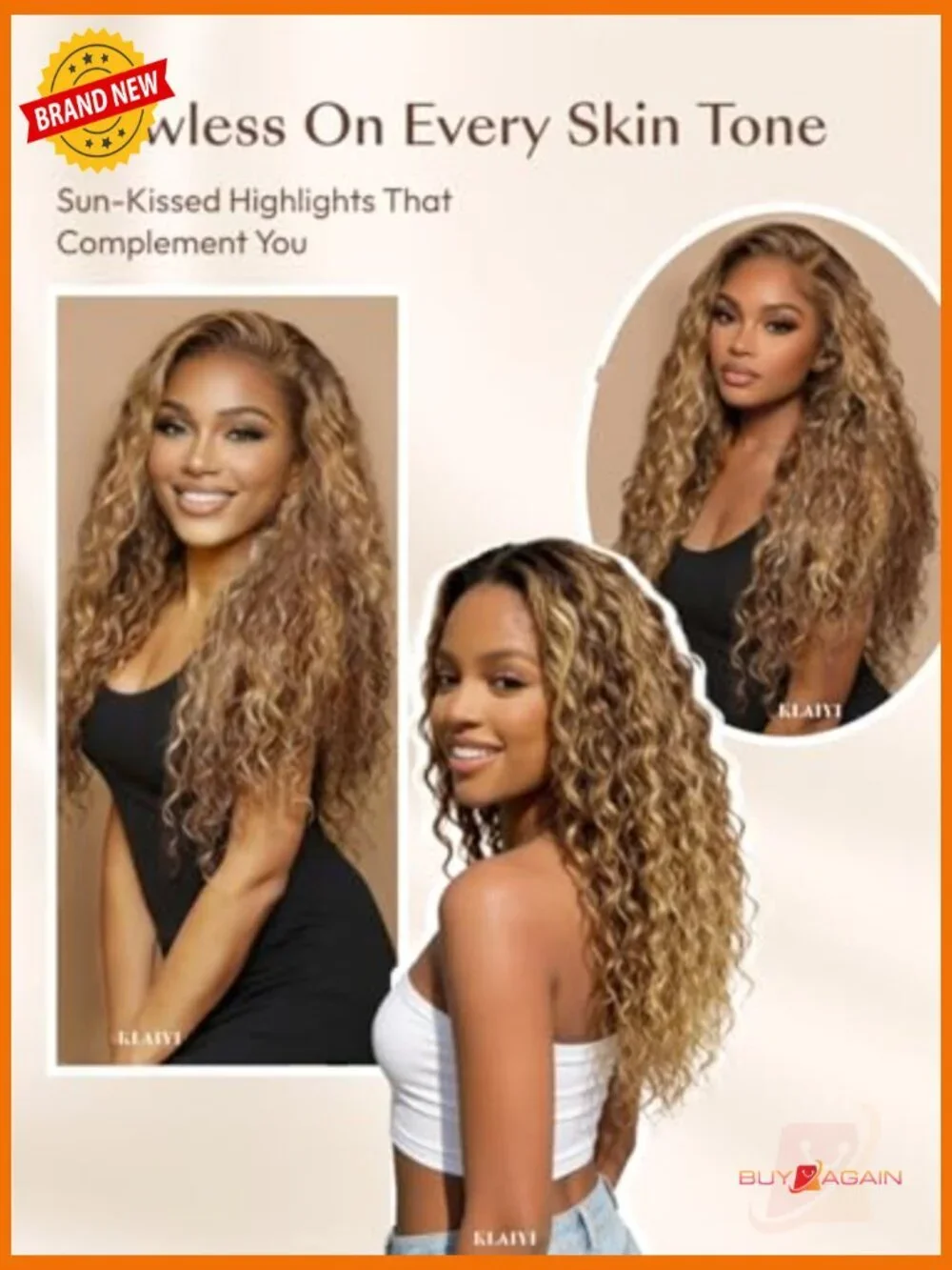 13x4 Lace Front Wig Human Hair Drawstring Water Wave Curly Pre-Plucked Bleached